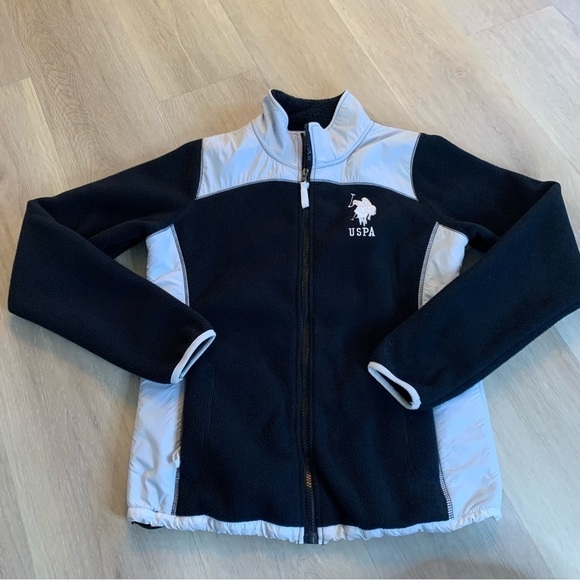 Juniors US Polo Assn. Fleece Zip-Up Sweatshirt Coat -Medium Size with Polo Logo - Picture 1 of 11